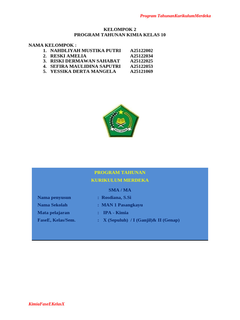 Kelompok 2 Program Tahunan Kelas 10 | PDF