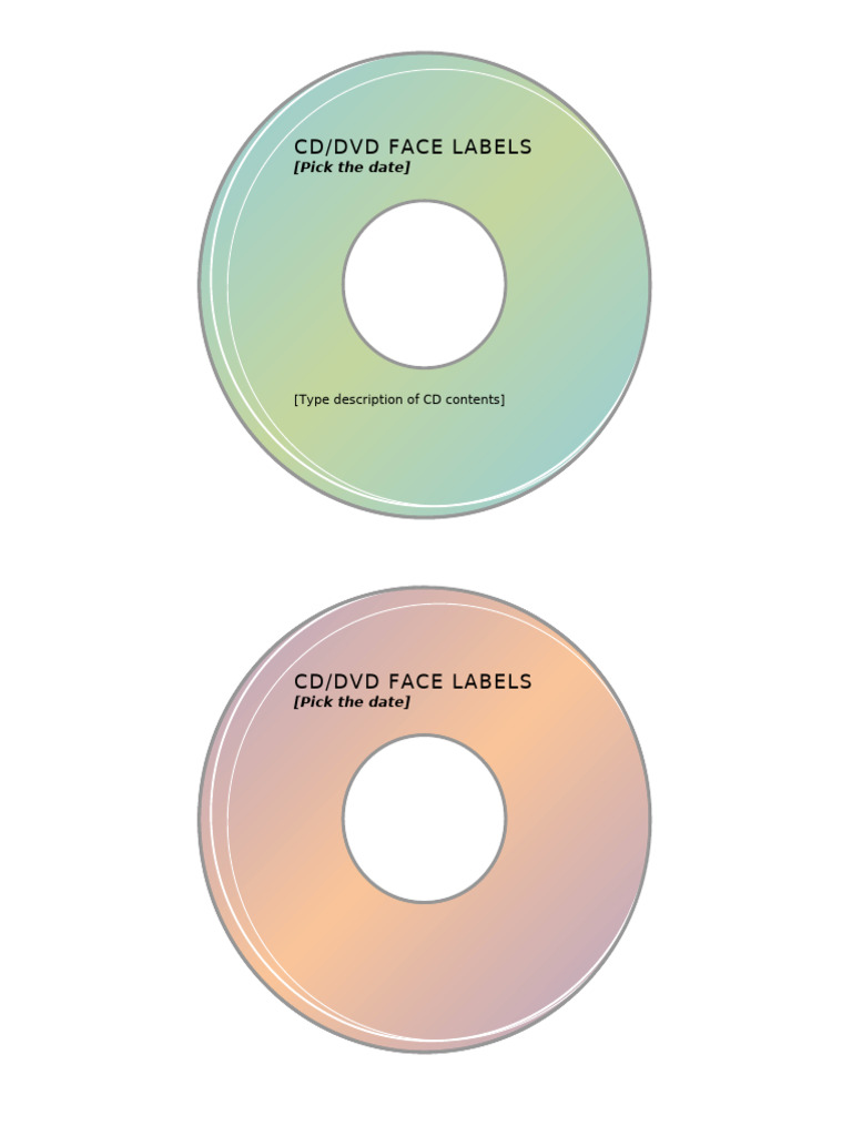 CD/DVD Face Labels: (Pick The Date) | PDF