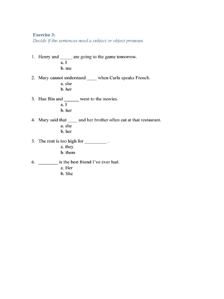 object pronouns exercises | PDF
