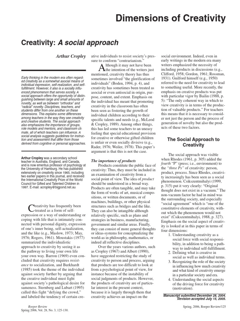 Creativity A Social Approach | PDF