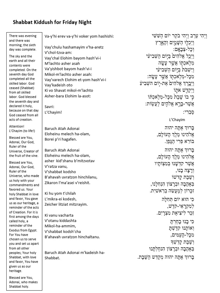 Kiddush For Friday Night | PDF