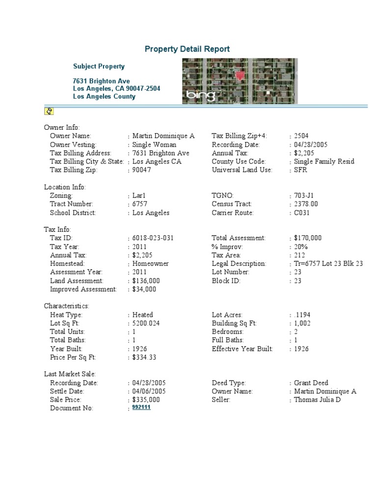 Property Detail Report Pdf