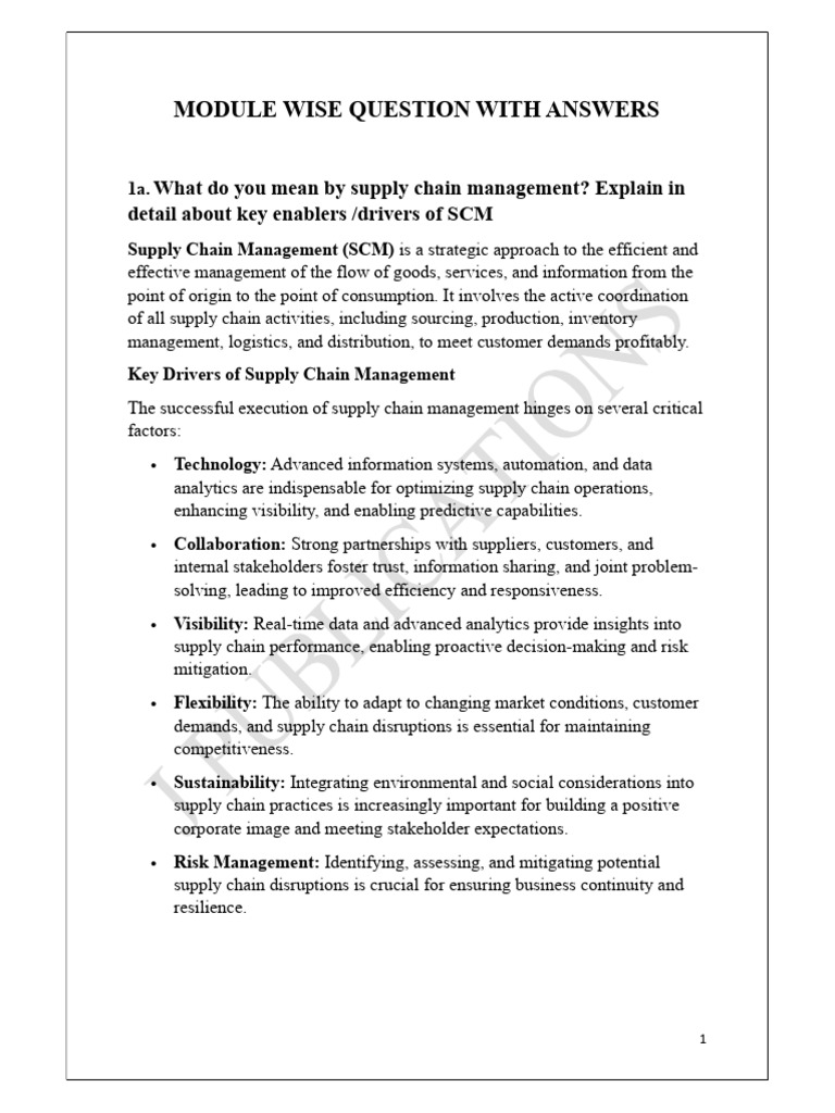 SCM Model Q&Ans | PDF