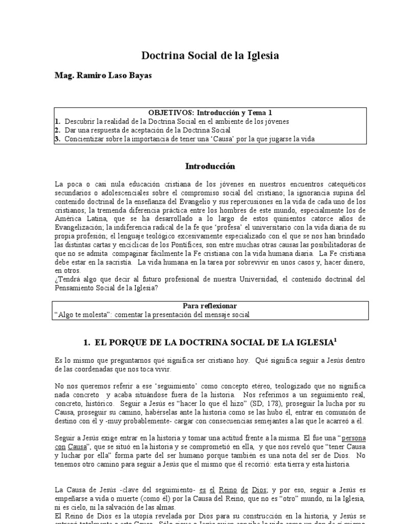 Doctrina Social de La Iglesia Texto | PDF | Doctrina social católica ...