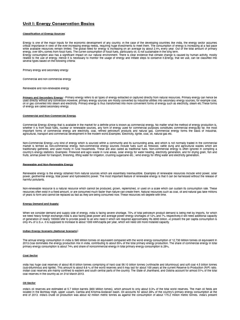 Energy Conservation and Sources Overview | PDF | Energy Conservation ...
