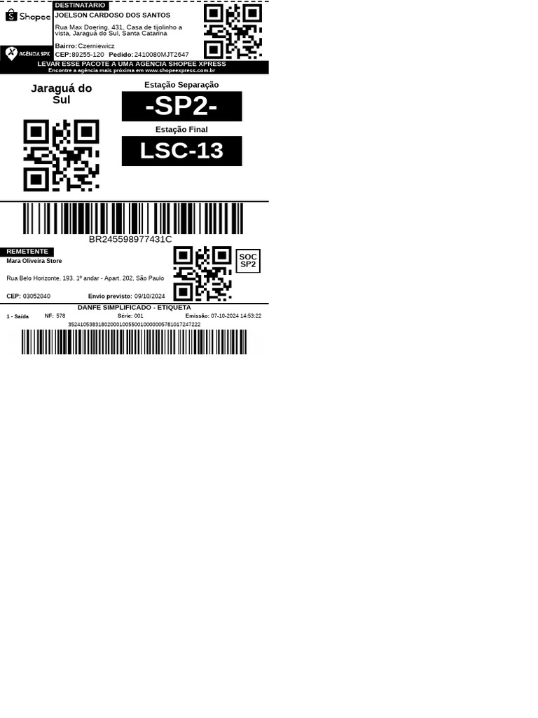 Etiqueta Shopee - 07-10-2024c | PDF