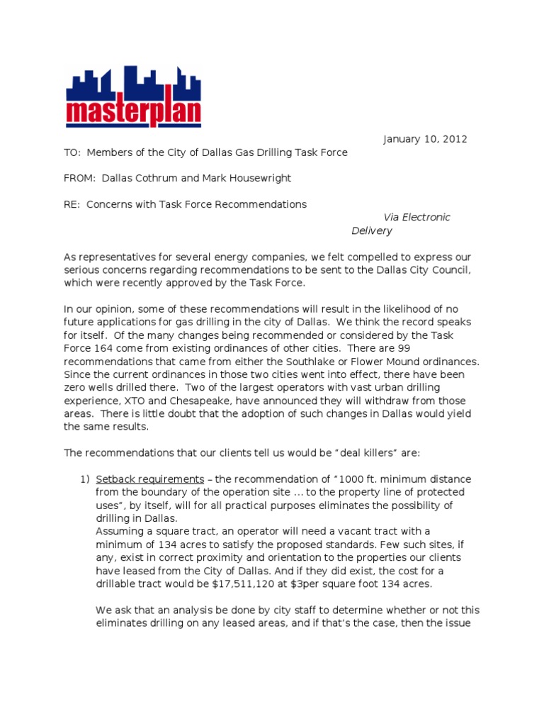 Dallas Gas Drilling Task Force Concerns | PDF | Nature | Energy And ...