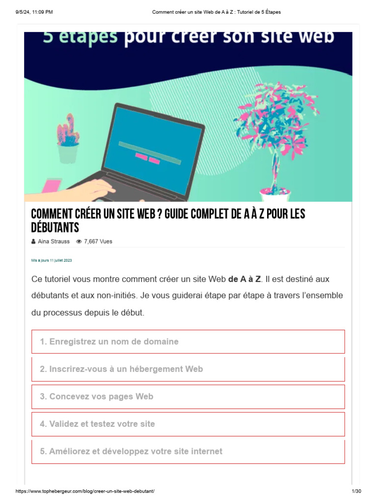 Comment Créer Un Site Web de A À Z - Tutoriel de 5 Étapes | PDF