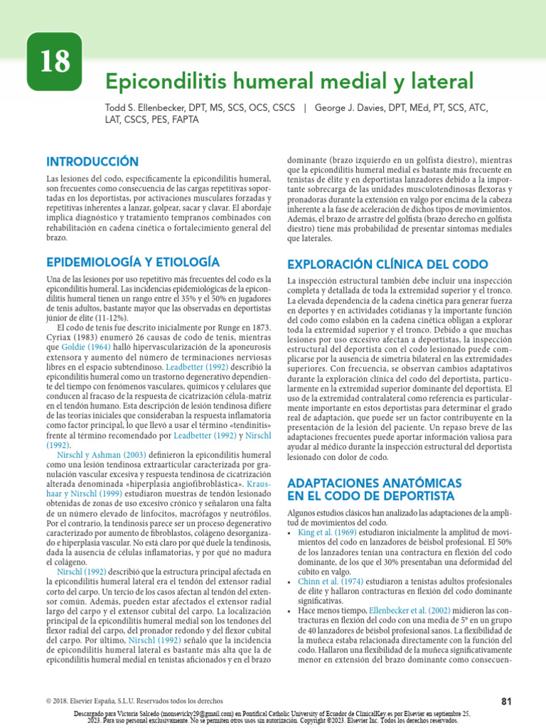 Epicondilitis Humeral Medial y Lateral | PDF