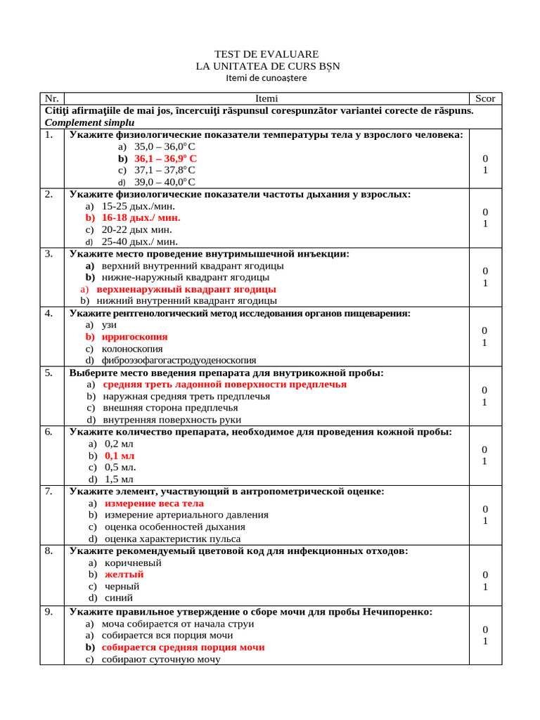 Itemi BȘN 2024 Rus | PDF
