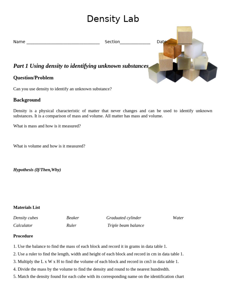 Density Block Lab | PDF