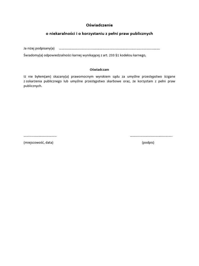 O wiadczenie Prawa Publiczne PDF