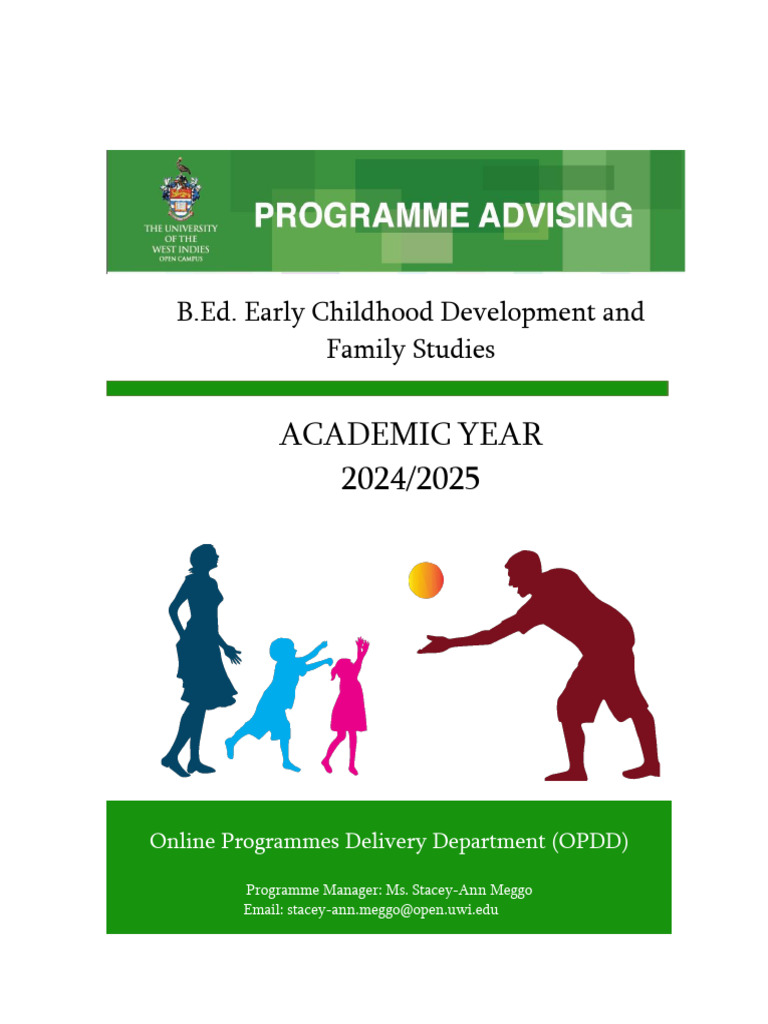B.ed. Child Dev and Family Studies - 2024-2025 Programme Advising | PDF
