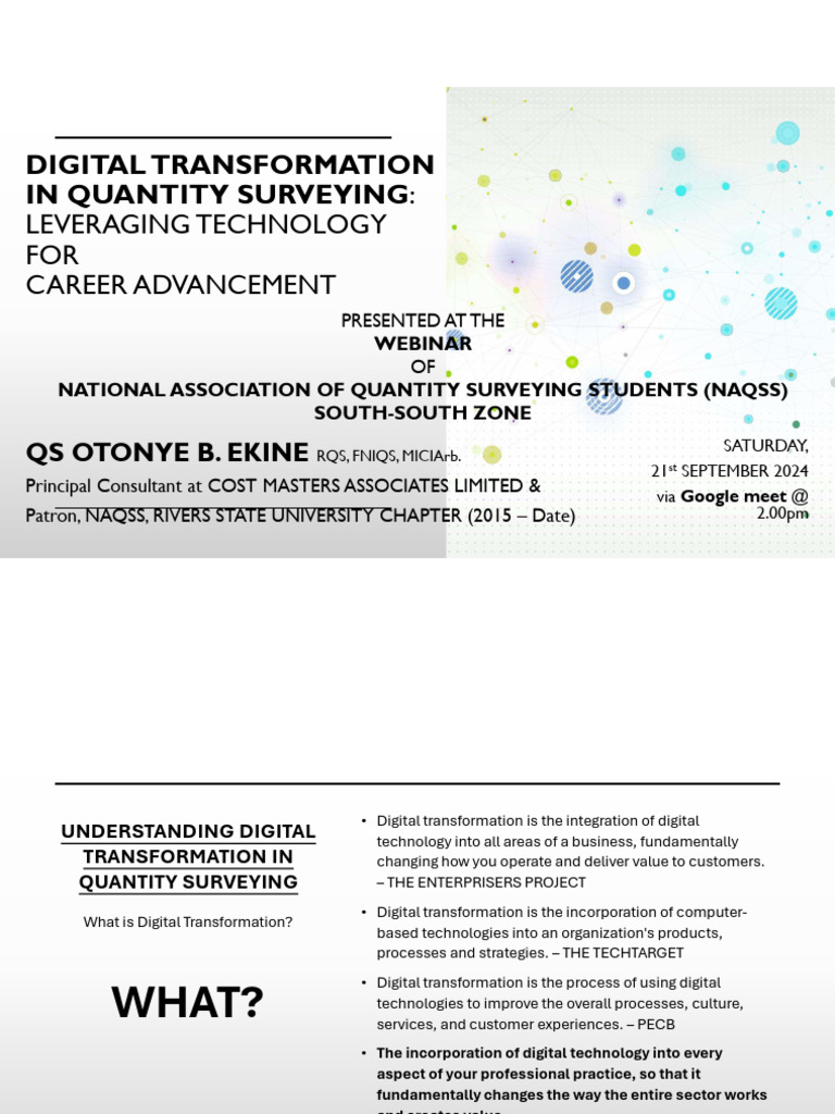 Digital Transformation in Quantity Surveying | PDF