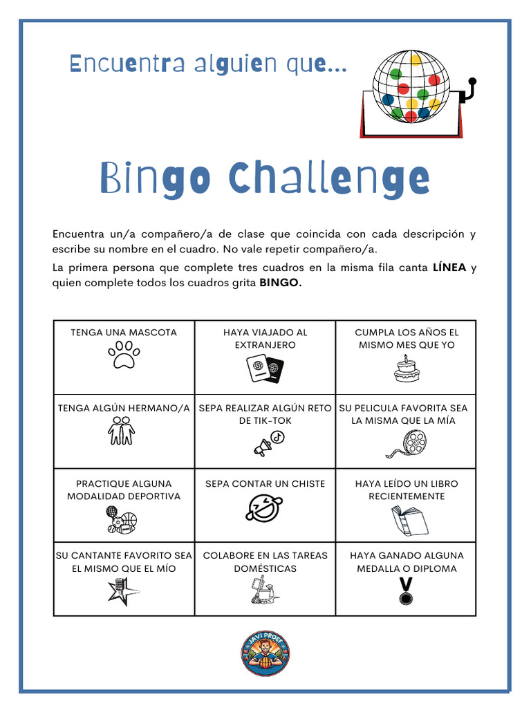 BINGO Dinámica Conocimiento Primer Día | PDF