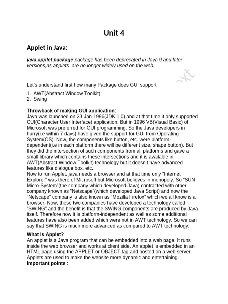 Java Unit 4 | PDF
