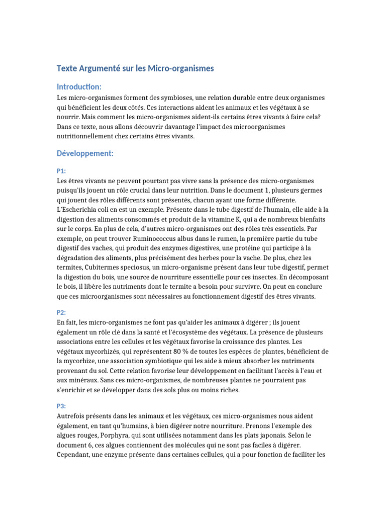 Texte Argumente Microorganismes | PDF