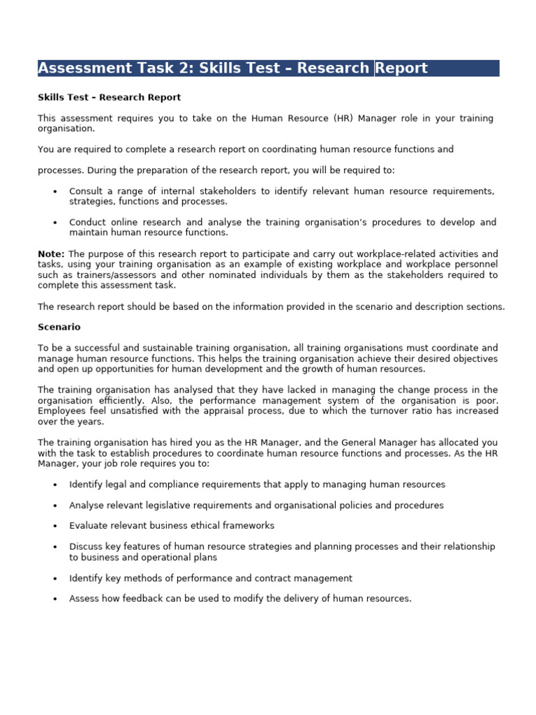 1809 - BSBHMR527 - Assessment Task 2 | PDF