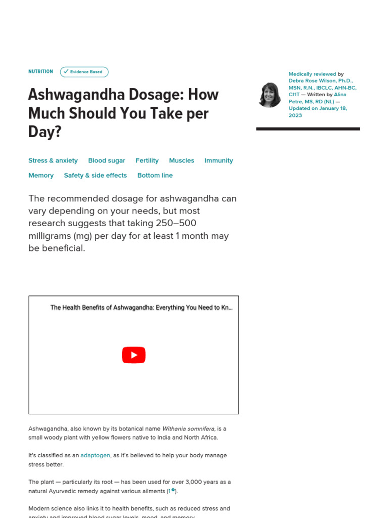 Ashwagandha dosage how much should you take per day pdf