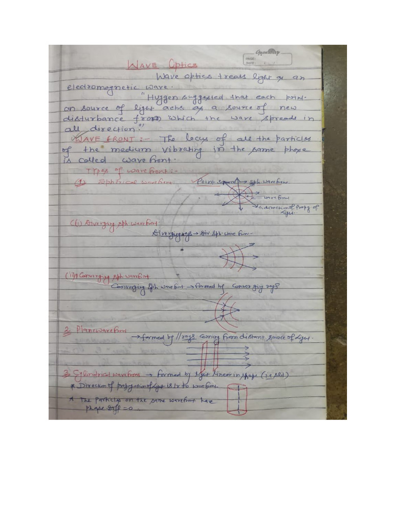 CH 10 WAVE OPTICS Notes | PDF
