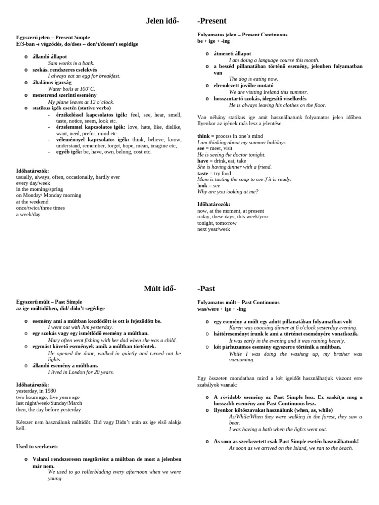 Angol Igeidők | PDF