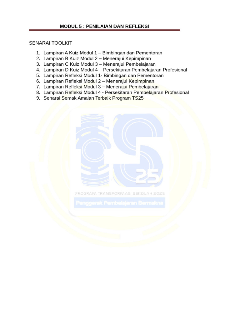 Tapak Modul 5 Ts25 | PDF