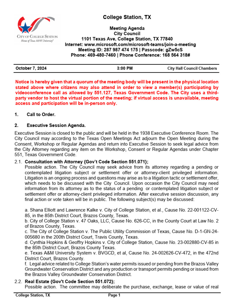 10 07 2024 Regular Agenda Packet City Council Pdf Zoning Fund