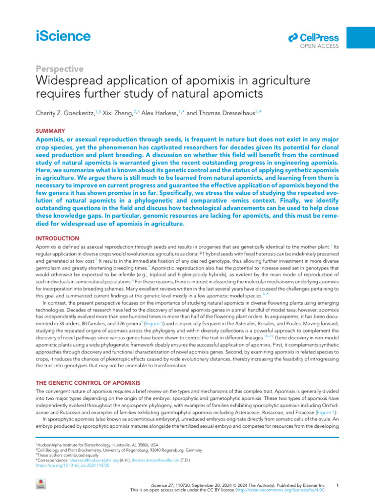 Aplication of Apomixis | PDF