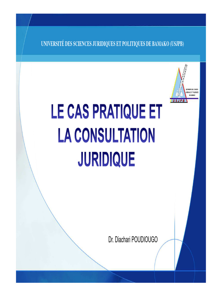 Le Cas Pratique Et La Consultation Juridique PDF