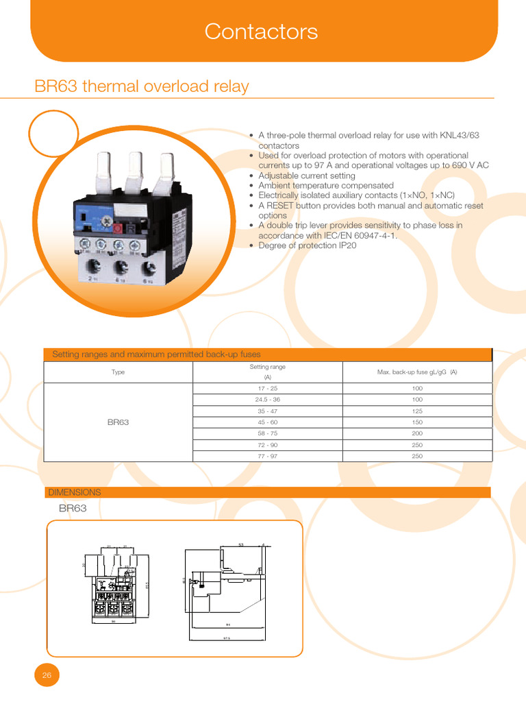 BR63 Thermal Overload Relay CATALOGUE | PDF