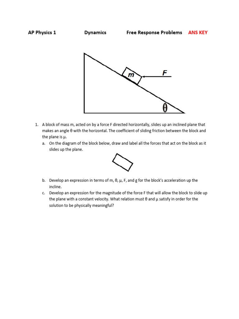 AP Physics 1 Free Response Forces 2017 Ans Key-1 | PDF