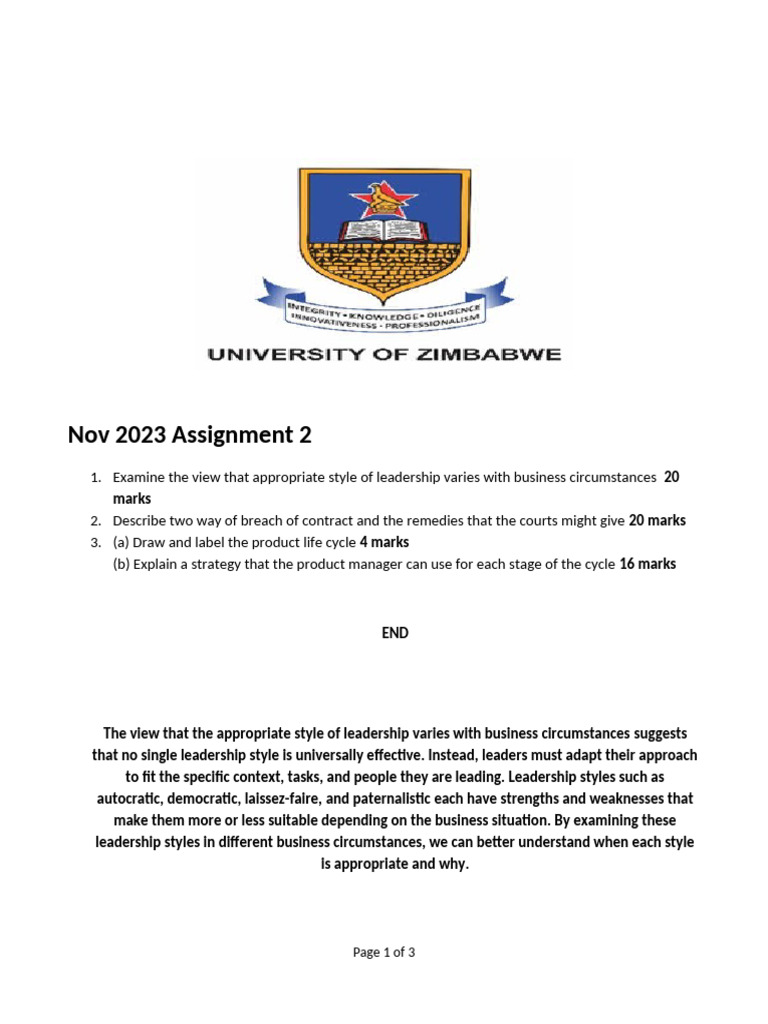 HBS 201 Nov 2023 Assign 2 | PDF