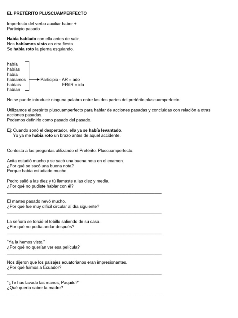 Pluscuamperfecto | PDF