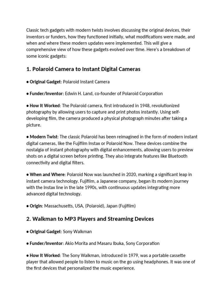 List of Classic Tech Gadgets With Modern Twists | PDF | Television ...