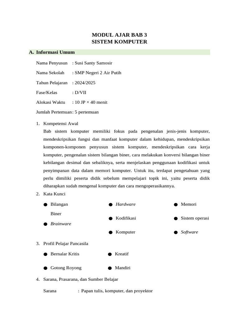 Modul Ajar Bab 3 | PDF