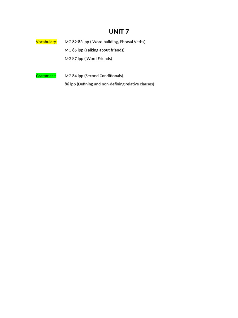 UNIT 7 WW3 (Revision) | PDF