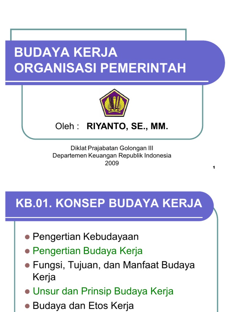 Budaya Kerja Organisasi Pemerintah