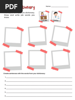 Picture Dictionary - Job words - Draw and write 