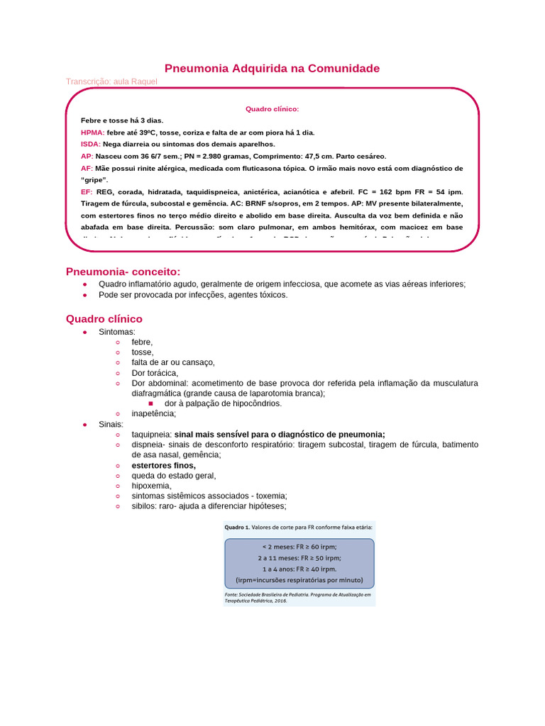 Pneumonia Adquirida Na Comunidade | PDF