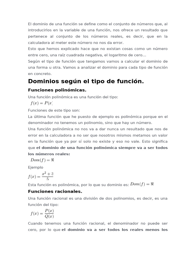 El Dominio de Una Función Se Define Como El Conjunto de Números Que | PDF