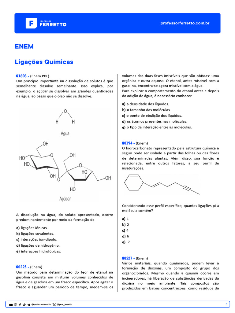 Questions Quimica Ligacoes-Quimicas ENEM | PDF
