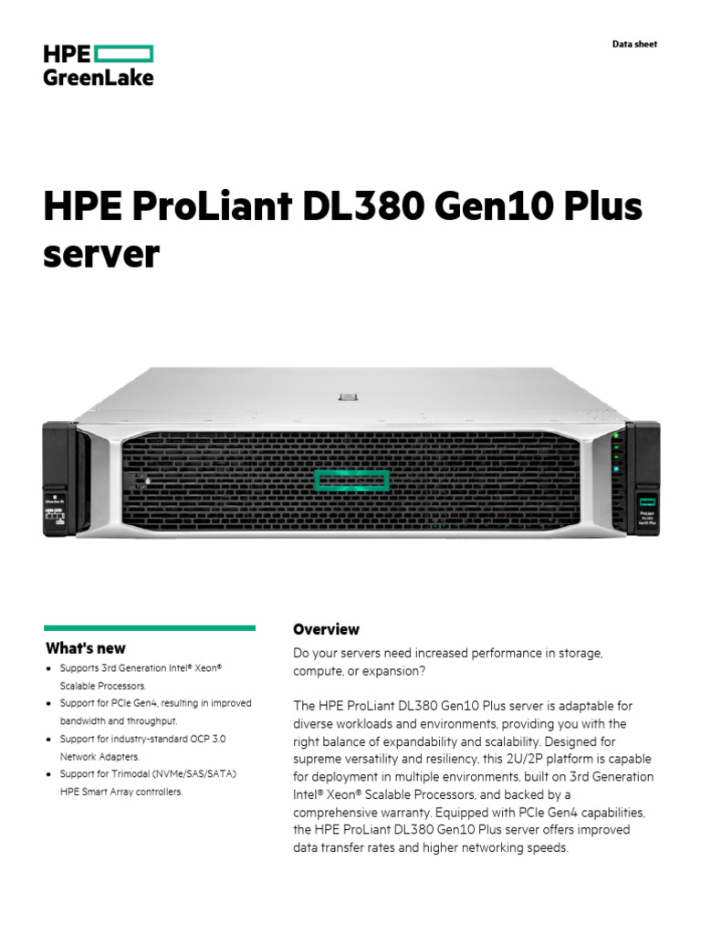 HPE ProLiant DL380 Gen10 Plus Server-PSN1013291298USEN | PDF