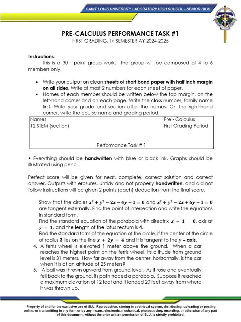 Pre Cal PT 1 1ST Grding Period Ay 2024-2025 | PDF