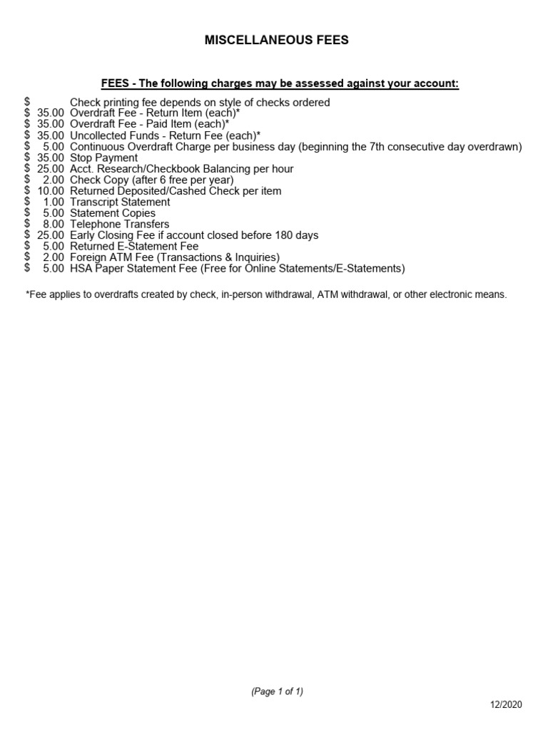 Mis. Fees | PDF
