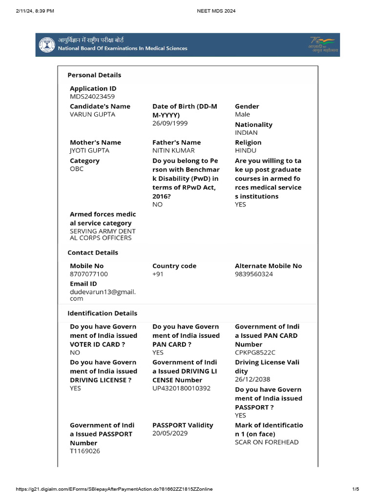 Neet MDS 2024 | PDF
