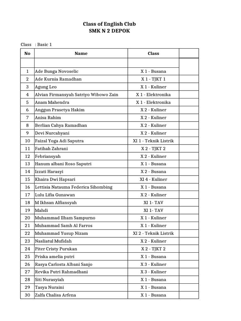 class-of-english-club-pdf