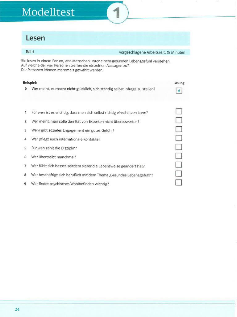 Modelltest 1 LESEN | PDF