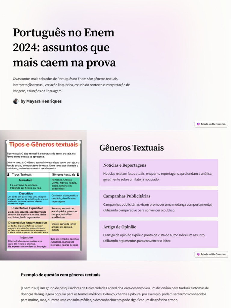 Portugues No Enem 2024 Assuntos Que Mais Caem Na Prova | PDF