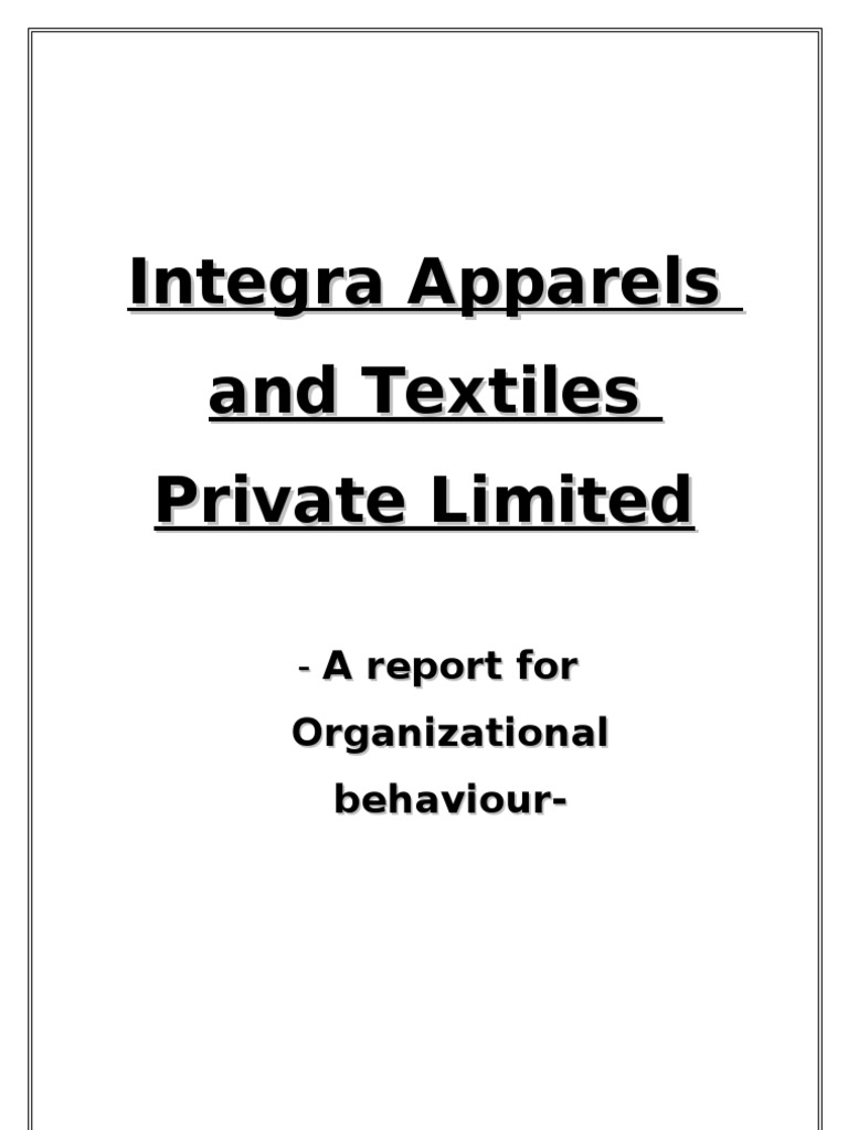 Integra Apparels and Textiles Private Limited Download Free PDF