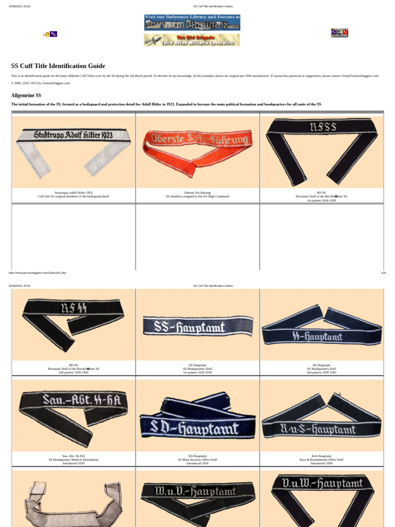 SS Cuff Title Identification Guide | PDF | Schutzstaffel | Waffen Ss